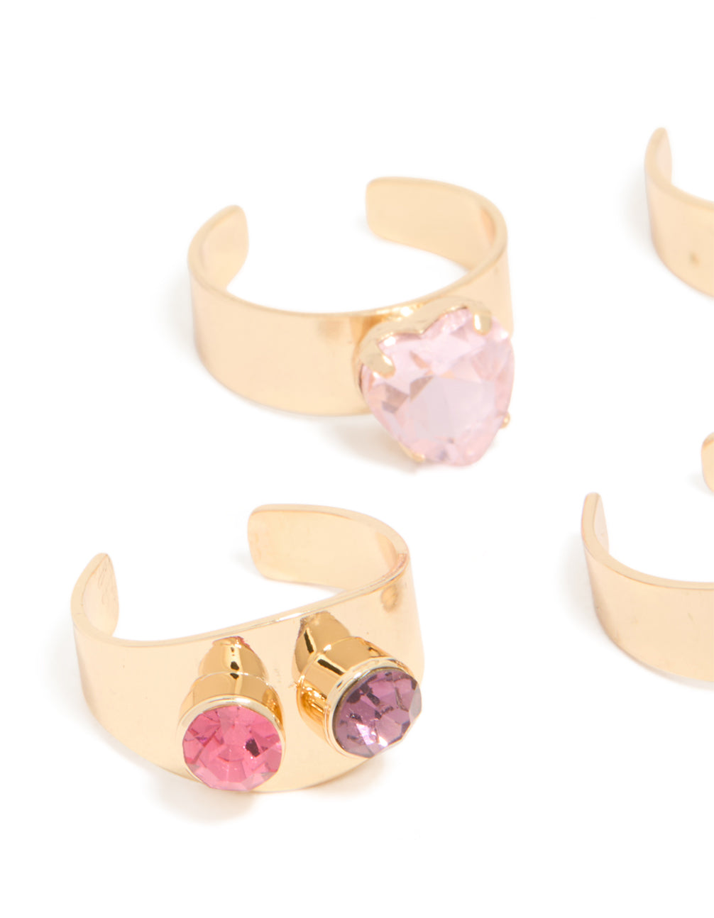 Gold Multicoloured Diamante Toe Rings 5-Pack