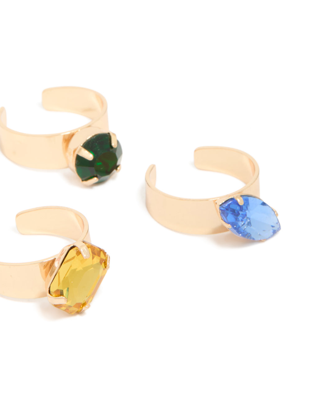Gold Multicoloured Diamante Toe Rings 5-Pack