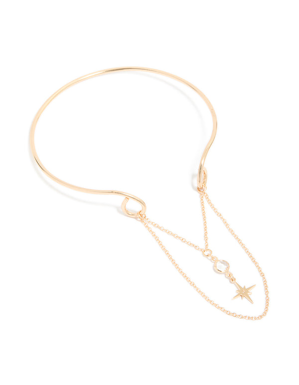 Gold Celestial Chain Drop Arm Cuff