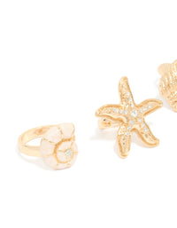 Gold Sea Life Rings 4-Pack - link has visual effect only