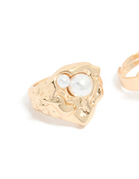 Brushed Gold Stone Rings 3-Pack - link has visual effect only