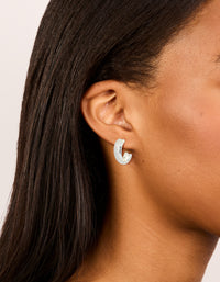 Silver Plated Cubic Zirconia Hoop Earrings - link has visual effect only