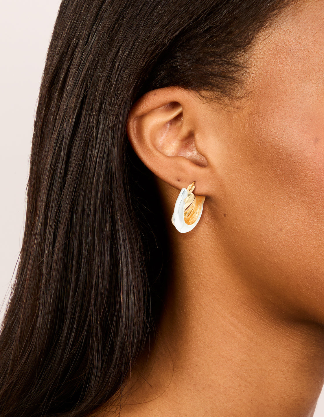 Mixed Metal Plated Crossover Hoop Earrings