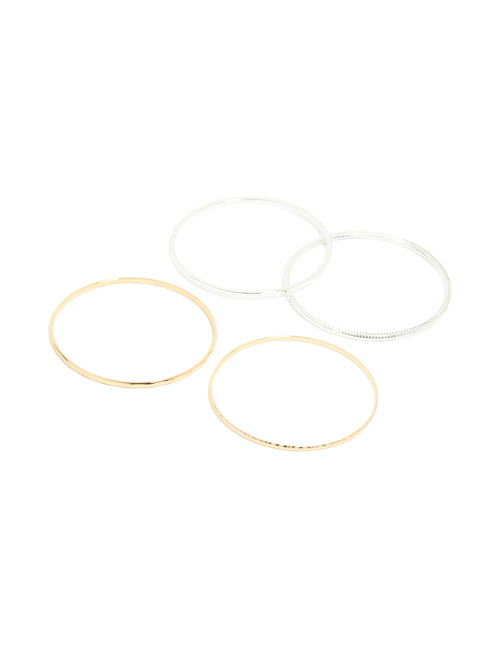 Mixed Metal Flat Bangles 4-Pack