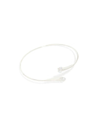 Discover a silver plated cubic zirconia floating wrap around bangle with statement style front view - link has visual effect only