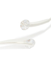 Explore a silver plated cubic zirconia floating wrap around bangle with statement style close up view - link has visual effect only
