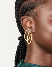 Gold Plated Thick Flat Hoop Earrings 2-Pack - link has visual effect only