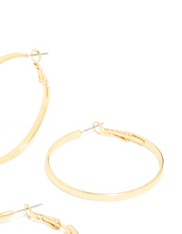 Gold Plated Thick Flat Hoop Earrings 2-Pack - link has visual effect only