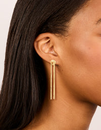 Gold Plated Statement Fringe Knot Earrings - link has visual effect only