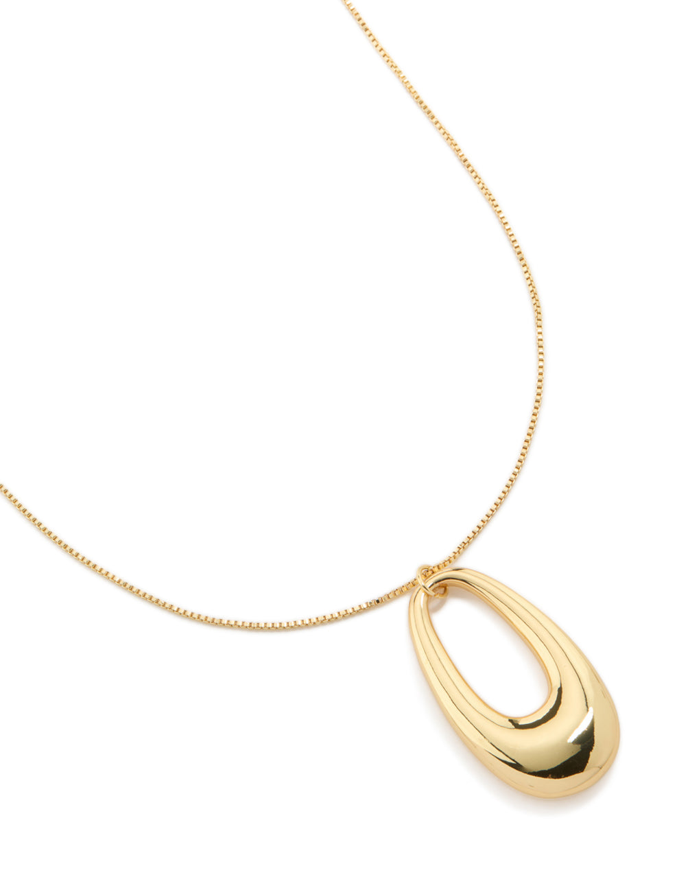 Gold Plated Modern Organic Pendant Statement Necklace
