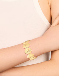 Gold Plated Shell Statement Wrist Cuff - link has visual effect only