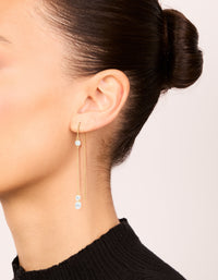 Gold Plated Cubic Zirconia Thread Through  Earrings - link has visual effect only