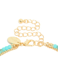 Gold Plated Blue Beaded & Celestial Pendant Layered Necklace - link has visual effect only