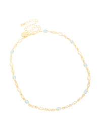 Gold Plated Blue & White Oval Cubic Zirconia Necklace - link has visual effect only