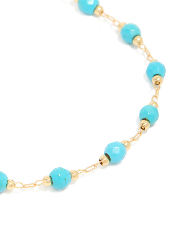 Gold Plated Turquoise Semi Precious Stone Bracelet
