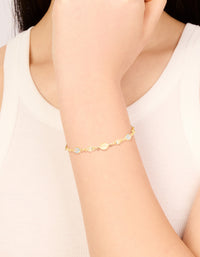Gold Plated Blue & White Oval Cubic Zirconia Toggle Bracelet - link has visual effect only