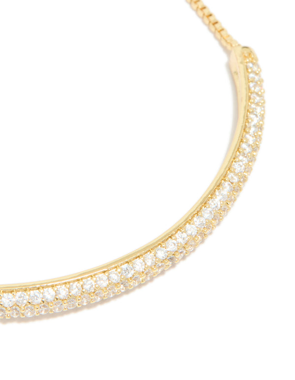 Gold Plated Cubic Zirconia Pavé Toggle Bracelet