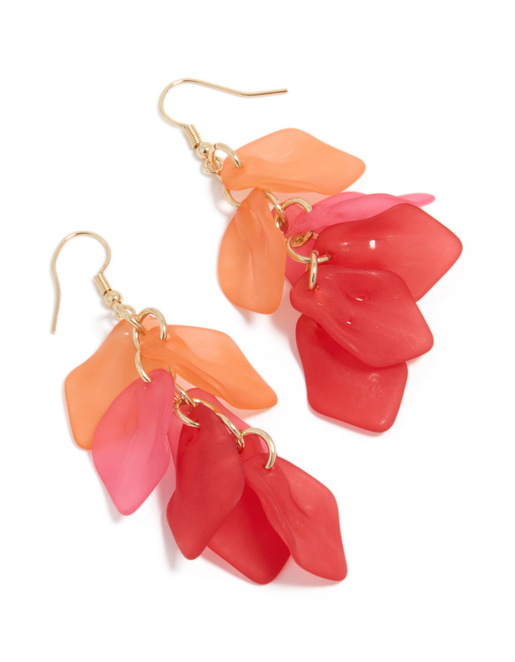 Gold Orange & Peach Petal Drop Earrings