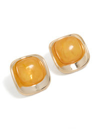Gold Orange Marble Centre Stud Earrings - link has visual effect only