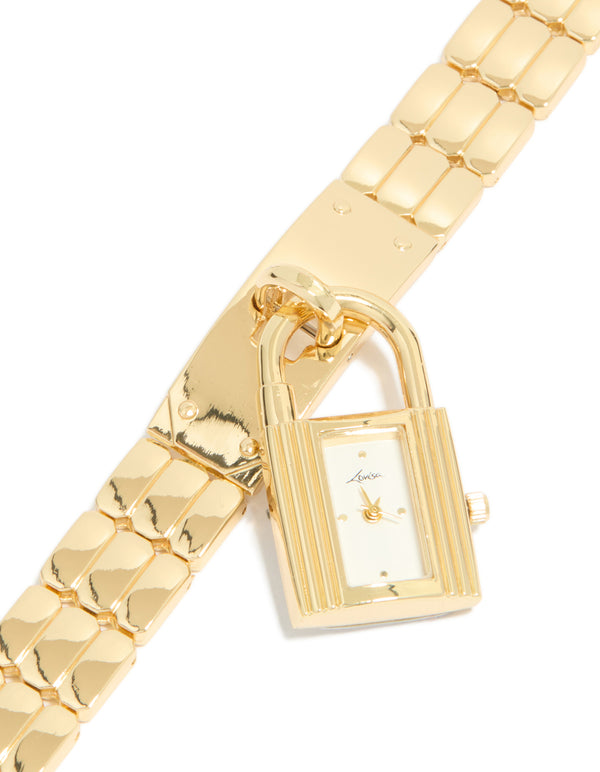 Gold Padlock Watch  Bracelet