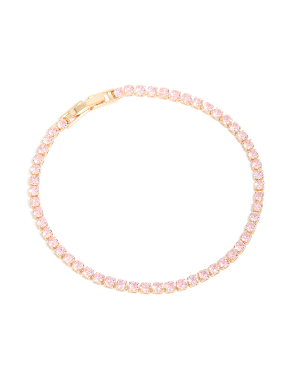 Gold Pink Cubic Zirconia Dainty Tennis Bracelet