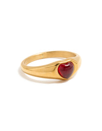 Waterproof Gold Plated Stainless Steel Petite Heart Ring - link has visual effect only
