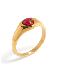 Waterproof Gold Plated Stainless Steel Petite Heart Ring - link has visual effect only