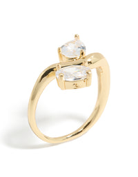 Designed with gold plated cubic zirconia in a modern double statement style side detail view - link has visual effect only