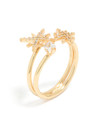 Gold Plated Diamante Celestial Layered Ring - link has visual effect only