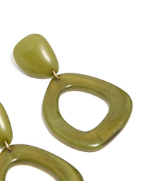 Organic Green Acrylic Open Oval Drop Earrings - link has visual effect only