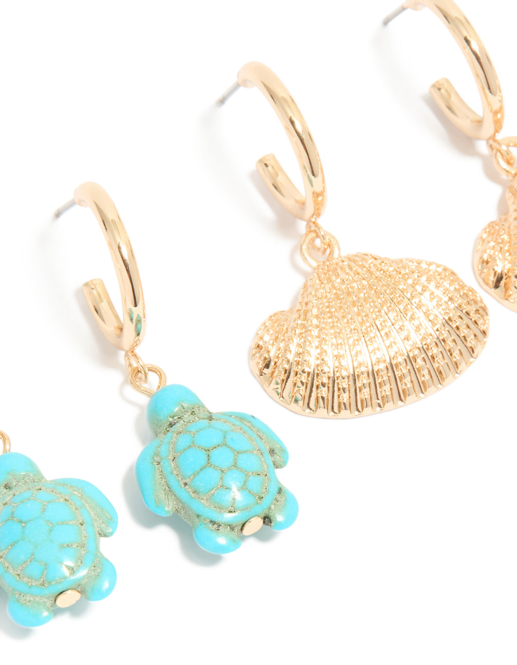 Gold Sea Life Huggie Earrings 3-Pack
