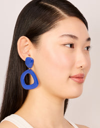 Dark Blue Acrylic Organic Square-Oval Drop Earrings - link has visual effect only
