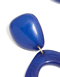 Dark Blue Acrylic Organic Square-Oval Drop Earrings - link has visual effect only