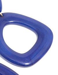 Dark Blue Acrylic Organic Square-Oval Drop Earrings - link has visual effect only