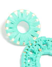 Aqua Blue Paper Patterned Oval Drop Earrings - link has visual effect only