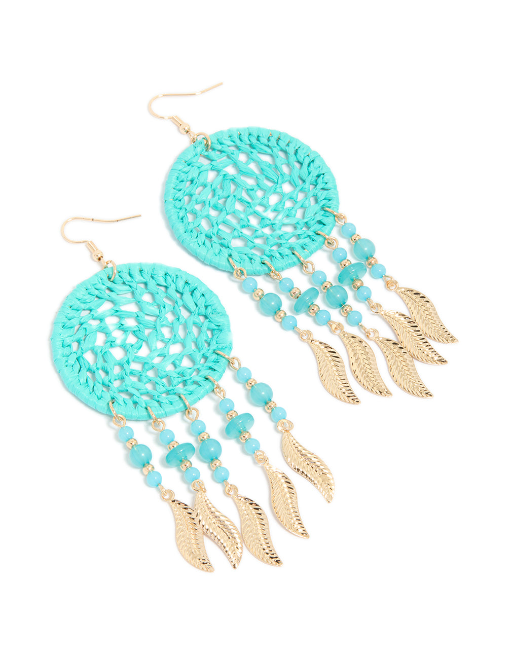 Light Blue Fabric Dreamcatcher Drop Earrings