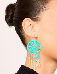 Light Blue Fabric Dreamcatcher Drop Earrings - link has visual effect only