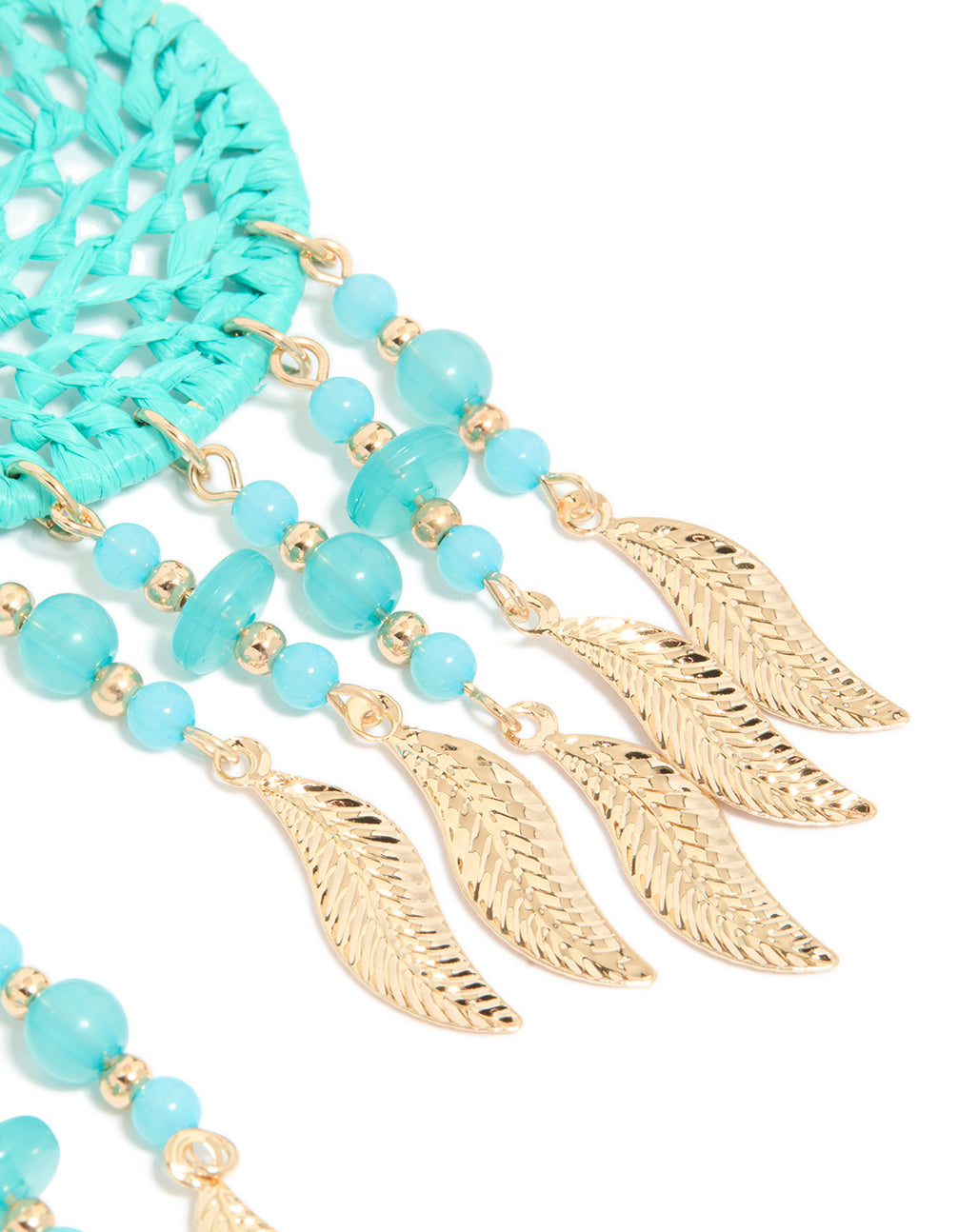 Light Blue Fabric Dreamcatcher Drop Earrings