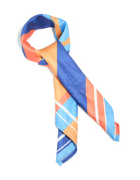 Dark Blue & Orange Fabric Uneven Stripe Scarf - link has visual effect only