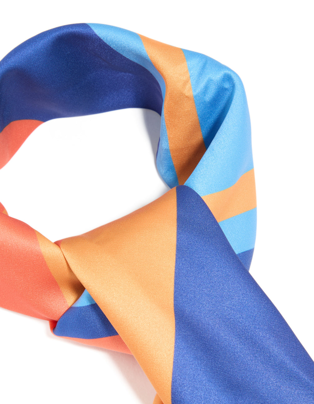 Dark Blue & Orange Fabric Uneven Stripe Scarf