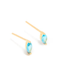 Gold Plated Sterling Silver Blue Cubic Zirconia Marquise Earrings - link has visual effect only