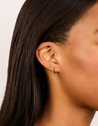 Gold Plated Sterling Silver & Black Enamel Double Hoop Earrings - link has visual effect only
