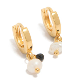 Gold Plated Sterling Silver & Pearl Drop Huggie Earrings - link has visual effect only
