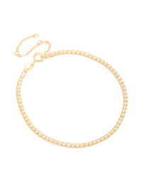 Gold Plated Sterling Silver Cubic Zirconia Tennis Bracelet - link has visual effect only