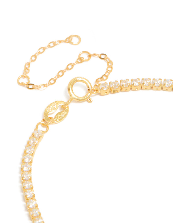 Gold Plated Sterling Silver Cubic Zirconia Tennis Bracelet