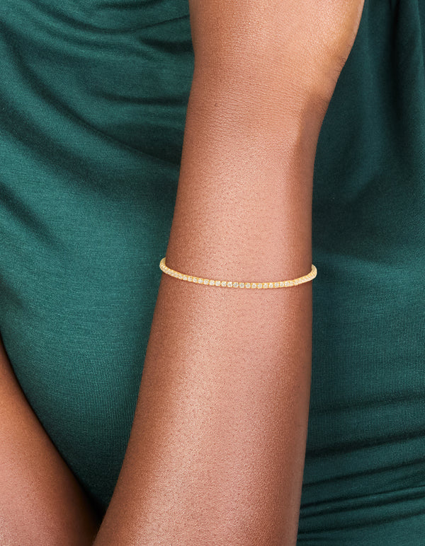 Gold Plated Sterling Silver Cubic Zirconia Tennis Bracelet