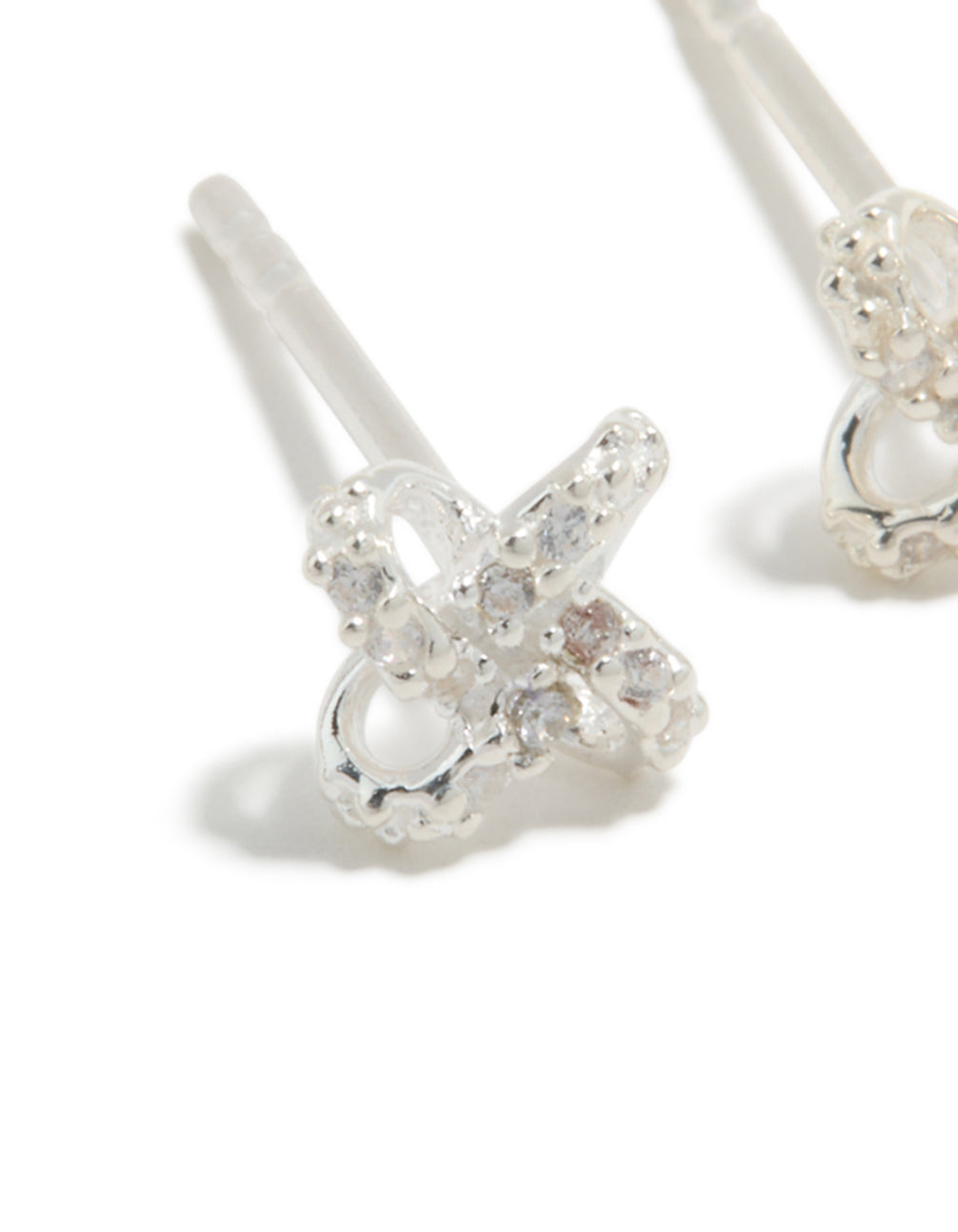 Sterling Silver Cubic Zirconia Knot Stud Earrings