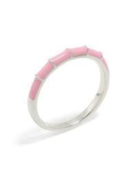 Beautiful sterling silver ring featuring in pink enamel side detail view - link has visual effect only