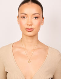 Gold Plated Brass Pavé Cubic Zirconia Starfish Pendant Necklace - link has visual effect only