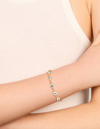 Gold Plated Brass Evil Eye Chain Bracelet - link has visual effect only